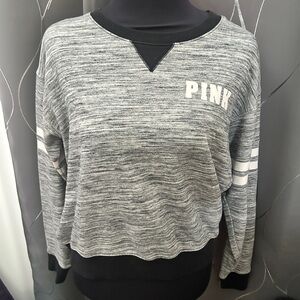 Gray and Black Striped Pink Sweatshirt